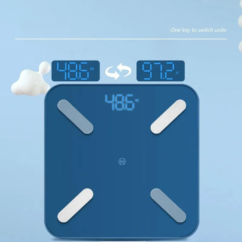 Ühevärviline keharasvakaal nutikas elektrooniline ​juhtmevaba vannitoa kaalukaal Ühendage Bluetoothiga keha koostise analüsaatori kaalud