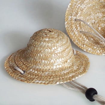 Лесна за използване сламена шапка за домашни любимци Дишаща творческа регулируема мексиканска шапка Преносима ръчно изработена лятна шапка за слънце за домашни любимци за открито