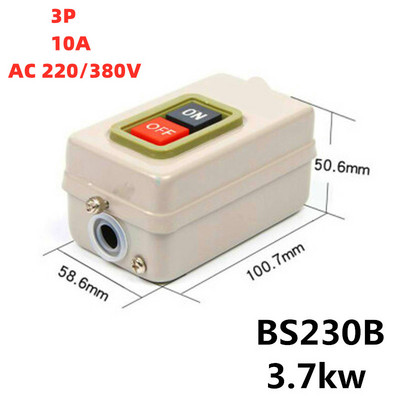 1 buc, BS-211/216/230, buton metalic, cutie de comandă, putere trifazată, echipament electric, 3P, 10A 250/380V AC, 1.5/2.2/3.7KW