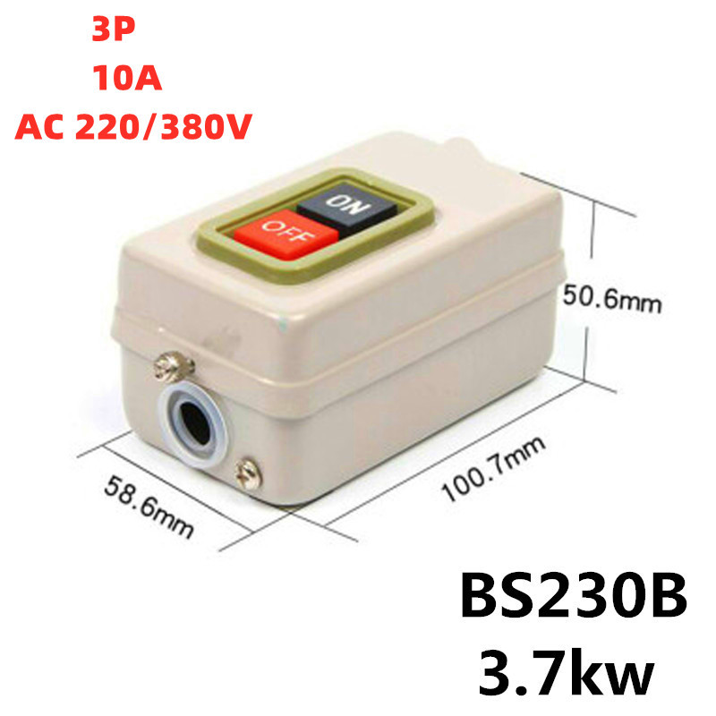 1 buc, BS-211/216/230, buton metalic, cutie de comandă, putere trifazată, echipament electric, 3P, 10A 250/380V AC, 1.5/2.2/3.7KW