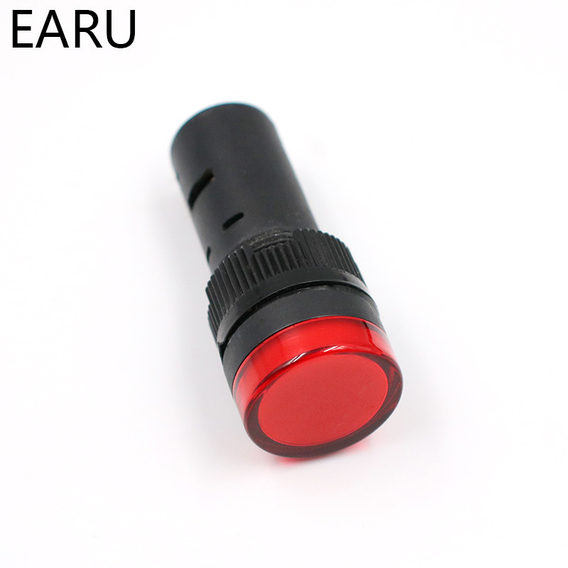 Indikatora signāllampas gaisma Ūdensizturīgs ad16-16ds 16mm AC/DC 12V 24V 110V 220V 380V Sarkans Zaļš Dzeltens Zils Balts LED spuldzes 20mA