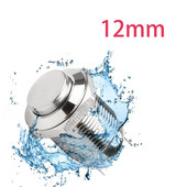 12 mm 2 kontaktiga metallist nupplüliti lukustus/hetkeliselt veekindel ja leegiaeglustav kõrge/tasane ümmargune nikeldatud messing, 1 tk