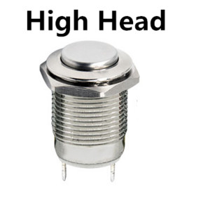 12 mm 2 kontaktiga metallist nupplüliti lukustus/hetkeliselt veekindel ja leegiaeglustav kõrge/tasane ümmargune nikeldatud messing, 1 tk