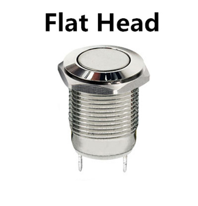 12 mm 2 kontaktiga metallist nupplüliti lukustus/hetkeliselt veekindel ja leegiaeglustav kõrge/tasane ümmargune nikeldatud messing, 1 tk