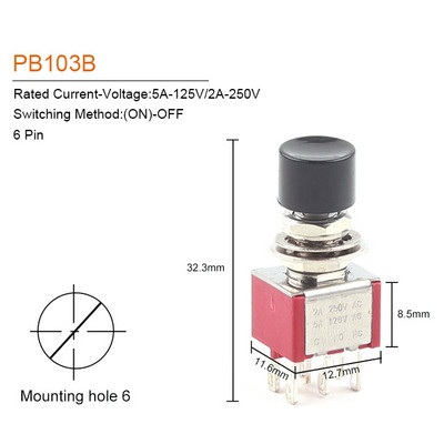 1/5PCS Visokokvalitetni 6mm 3/6pin 2 položaja Mini trenutni automatski povratni prekidač tipkal ON OFF 5A125V/2A250V preklopni prekidač