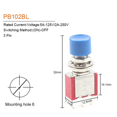 1/5PCS Visokokvalitetni 6mm 3/6pin 2 položaja Mini trenutni automatski povratni prekidač tipkal ON OFF 5A125V/2A250V preklopni prekidač