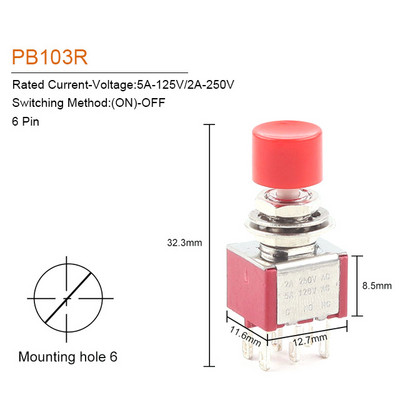 1/5PCS Visokokvalitetni 6mm 3/6pin 2 položaja Mini trenutni automatski povratni prekidač tipkal ON OFF 5A125V/2A250V preklopni prekidač