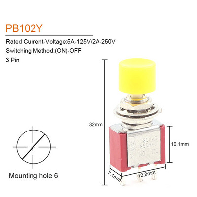 1/5PCS Visokokvalitetni 6mm 3/6pin 2 položaja Mini trenutni automatski povratni prekidač tipkal ON OFF 5A125V/2A250V preklopni prekidač