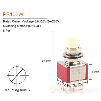 1/5PCS Visokokvalitetni 6mm 3/6pin 2 položaja Mini trenutni automatski povratni prekidač tipkal ON OFF 5A125V/2A250V preklopni prekidač