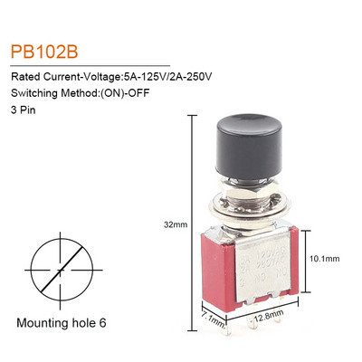1/5PCS Visokokvalitetni 6mm 3/6pin 2 položaja Mini trenutni automatski povratni prekidač tipkal ON OFF 5A125V/2A250V preklopni prekidač