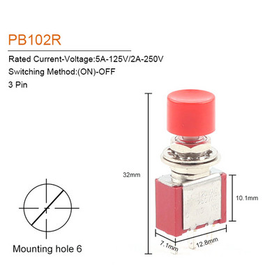 1/5PCS Visokokvalitetni 6mm 3/6pin 2 položaja Mini trenutni automatski povratni prekidač tipkal ON OFF 5A125V/2A250V preklopni prekidač