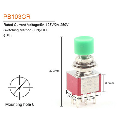 1/5PCS Visokokvalitetni 6mm 3/6pin 2 položaja Mini trenutni automatski povratni prekidač tipkal ON OFF 5A125V/2A250V preklopni prekidač