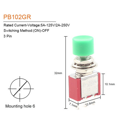 1/5PCS Visokokvalitetni 6mm 3/6pin 2 položaja Mini trenutni automatski povratni prekidač tipkal ON OFF 5A125V/2A250V preklopni prekidač