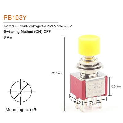 1/5PCS Visokokvalitetni 6mm 3/6pin 2 položaja Mini trenutni automatski povratni prekidač tipkal ON OFF 5A125V/2A250V preklopni prekidač