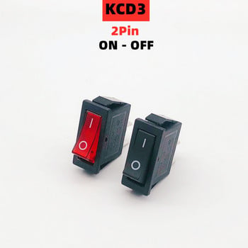 1/5 τεμ., KCD3 Rocker Switch, 2 Position, ON-OFF, 2 Pin, Ηλεκτρικός Εξοπλισμός, 16A 250VAC/20A 125VAC,Χάλκινα Πόδια/Ασημί επαφές,ΧΩΡΙΣ LED