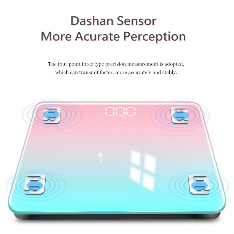 180KG Gradijent ružičaste kupaonske vage Podna digitalna vaga za tjelesnu težinu Staklene LED pametne vage Elektronička vaga za vagu