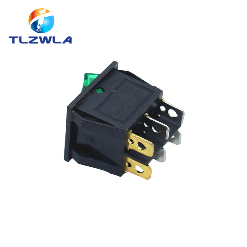 1PCS KCD6 16A 250V AC preklopni prekidač Brodski prekidač 6 pinova sa svjetiljkom ON-OFF KCD8 20A125V AC Prekidač za napajanje