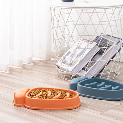 Pet Slow Food Bowl Τύπος καρότου Anti-choke Rice Bowls Puppy Cat Slow Down Τρώγοντας πιάτο για την πρόληψη της παχυσαρκίας Προμήθειες ταΐσματος σκύλων