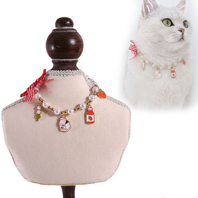 Reguleeritav lemmiklooma pärli kaelakee kaelarihm kassi aksessuaarid kassi kaelakee armas armas süda Sfinksi kassi kaelarihm kutsikas koer kiisu ehted