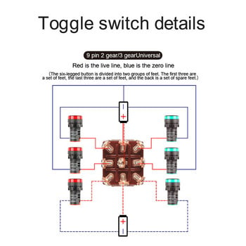 1 бр. 3PDT ON-ON /ON-OFF-ON 9/12Pin 2/3 Позиционни винтови клеми Превключвател AC 15A250V 10A380V E-TEN 303