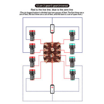 1 бр. 3PDT ON-ON /ON-OFF-ON 9/12Pin 2/3 Позиционни винтови клеми Превключвател AC 15A250V 10A380V E-TEN 303