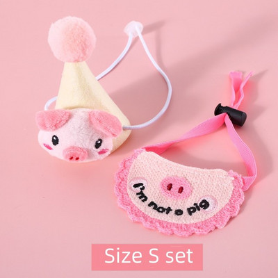Uzorak slatke crtane svinje Mačke Bibs Ljubimci Rođendanska zabava Dress Up Puppy Kapa Set šal Ins Funny Kitten Kostim Kapa