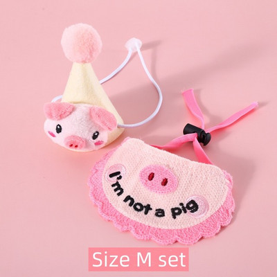 Uzorak slatke crtane svinje Mačke Bibs Ljubimci Rođendanska zabava Dress Up Puppy Kapa Set šal Ins Funny Kitten Kostim Kapa