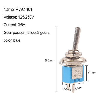 10 PCS/Lot Plavi SMTS-102/202/101 SPDT ON-OFF 3A250V-6A125V Minijaturni prekidač 2/3/6 Pin