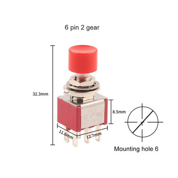 5Pcs 3Pin 6Pin C-NO-NC 6mm Mini Momentary Automatic Return Push Button Switch (ON)-OFF 5A125V/2A250V Превключватели