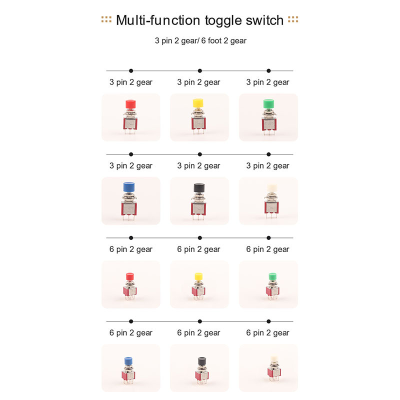 5gab 3Pin 6Pin C-NO-NC 6mm Mini Momentary Automātiskā atgriešanās spiedpogas slēdzis (ON)-OFF 5A125V/2A250V pārslēgšanas slēdži