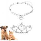 Kućni ljubimci Nakit Mačka Tijara Kruna Štipaljka Ogrlica Za male pse Kristalni dijamant Djevojčice Štenci Dodaci za kosu s ukosnicama