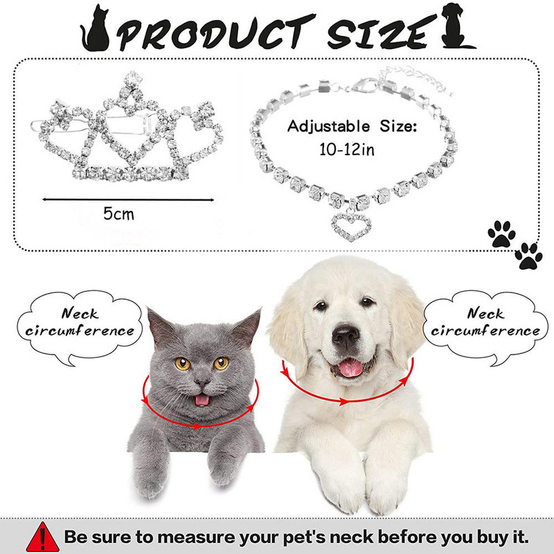 Kućni ljubimci Nakit Mačka Tijara Kruna Štipaljka Ogrlica Za male pse Kristalni dijamant Djevojčice Štenci Dodaci za kosu s ukosnicama