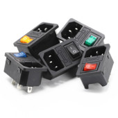 1tk 10A 250VAC 3 kontaktiga iec320 C14 sisendi pistik pistikupesa koos lambi klahvlülitiga 10A kaitsmehoidiku pesa isane pistik