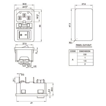 1Pcs 10A 250VAC 3 Pin iec320 C14 βύσμα εισόδου βύσμα πρίζα ρεύματος με διακόπτη λαμπτήρων 10A υποδοχή ασφαλειοθήκης αρσενικό βύσμα