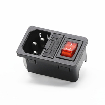 1tk 10A 250VAC 3 kontaktiga iec320 C14 sisendi pistik pistikupesa koos lambi klahvlülitiga 10A kaitsmehoidiku pesa isane pistik