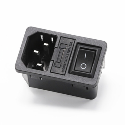 1tk 10A 250VAC 3 kontaktiga iec320 C14 sisendi pistik pistikupesa koos lambi klahvlülitiga 10A kaitsmehoidiku pesa isane pistik