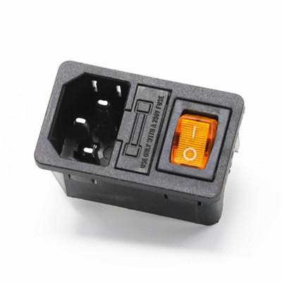 1tk 10A 250VAC 3 kontaktiga iec320 C14 sisendi pistik pistikupesa koos lambi klahvlülitiga 10A kaitsmehoidiku pesa isane pistik