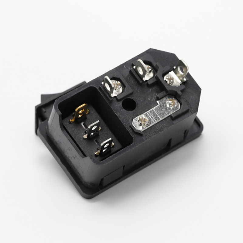 1tk 10A 250VAC 3 kontaktiga iec320 C14 sisendi pistik pistikupesa koos lambi klahvlülitiga 10A kaitsmehoidiku pesa isane pistik