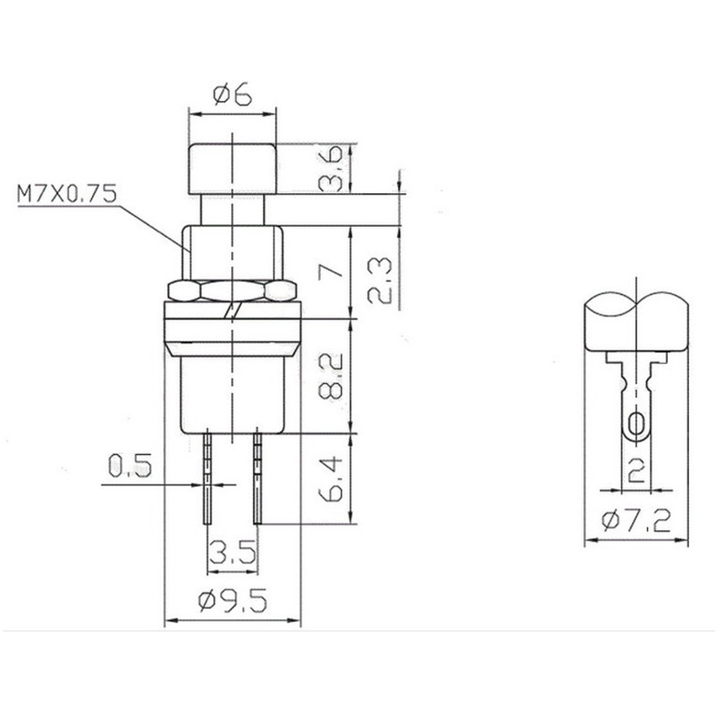 10 komada višebojnog navoja od 7 mm s 2 igle za trenutni prekidač s gumbom