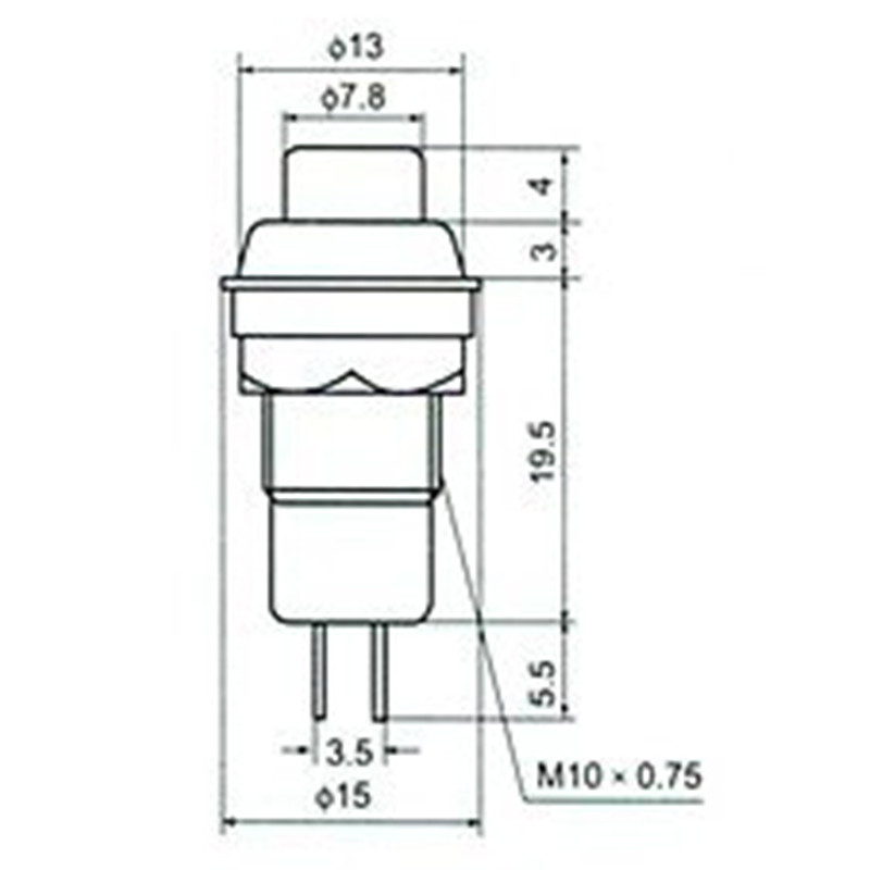 6 komada samoblokirajućeg prekidača s gumbom 10 mm