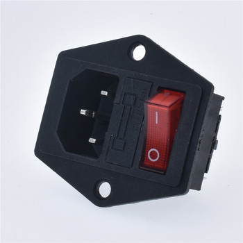 Нова вградена червена светлина 10A250VAC превключвател Power Rocker Fused IEC 320 C14 Inlet Socket 3pin Connector Plug С фиксиращи отвори
