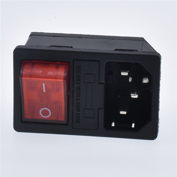 Нова вградена червена светлина 10A250VAC превключвател Power Rocker Fused IEC 320 C14 Inlet Socket 3pin Connector Plug С фиксиращи отвори