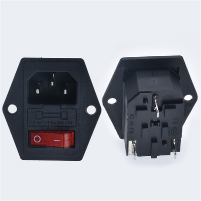 Novo integrirano crveno svjetlo 10A250VAC preklopni prekidač napajanja preklopni osigurač IEC 320 C14 ulazna utičnica 3pinski konektor utikač s rupama za pričvršćivanje