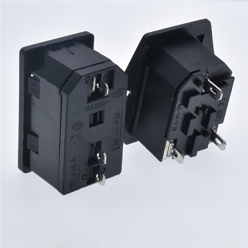 Novo integrirano crveno svjetlo 10A250VAC preklopni prekidač napajanja preklopni osigurač IEC 320 C14 ulazna utičnica 3pinski konektor utikač s rupama za pričvršćivanje