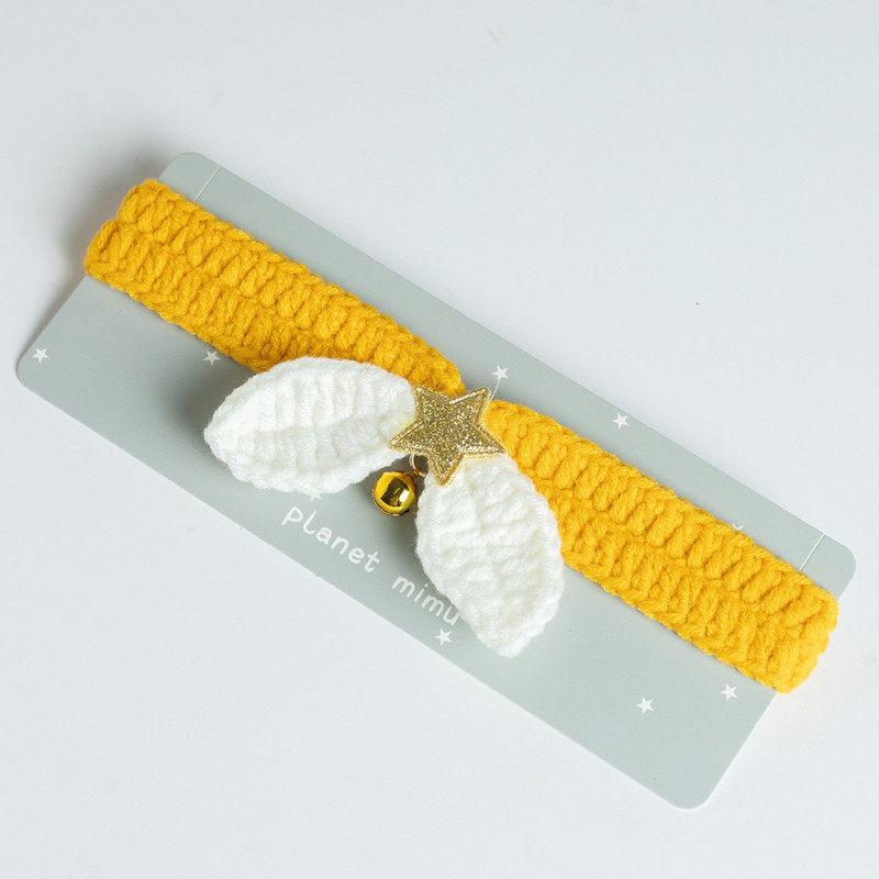 1 gab Trikotāžas kaķa kakla siksna Vilnas mājdzīvnieku kakla dekors Roku darbs kucēnu šalle Kaķēna kakla lakats ar zvana kaķa suņu piederumiem mājdzīvnieku piederumi