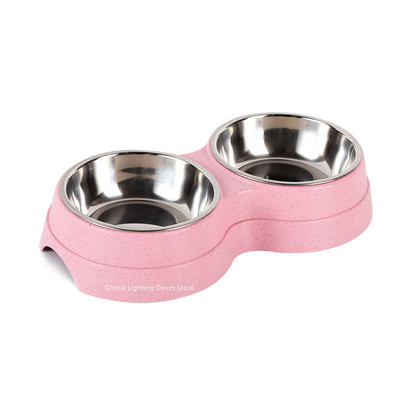 Nerūsējošā tērauda dubultās bļodas Mājdzīvnieku suņu barība Ūdens padevējs Dzeršanas trauku padevējs Kaķu kucēnu barošanas piederumi Mazie suņu piederumi 4