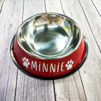 Εξατομικευμένο μπολ σκύλου από ανοξείδωτο χάλυβα Προσαρμοσμένη ονομασία Τροφή για κατοικίδια Αντιολισθητικά πιάτα τροφοδοσίας κουταβιών με όνομα δώρο για σκύλο