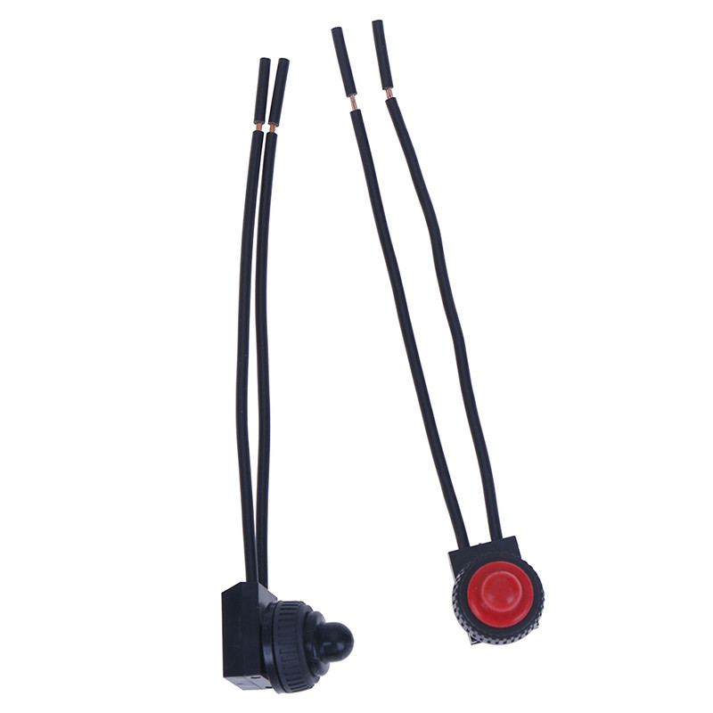 220V ūdensizturīgs spiedpogas ieslēgšanas-izslēgšanas slēdzis ar 4" vadiem Motocikla auto laiva 1 gab.