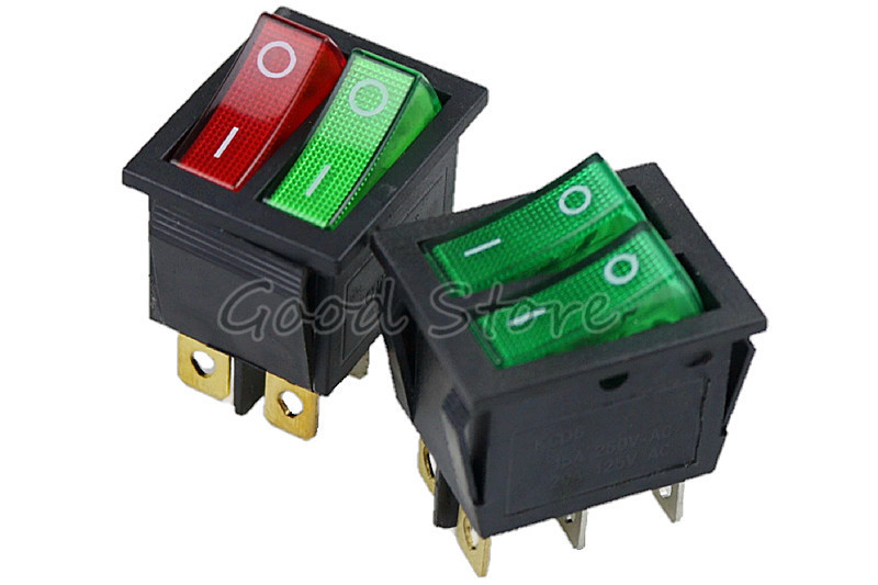 1PCS KCD8 6PIN 16A 250V 20A 125V Dvostruki prekidač za svjetlo Prekidač na preklop Vodootporan ON-OFF KCD6 Prekidač za napajanje broda