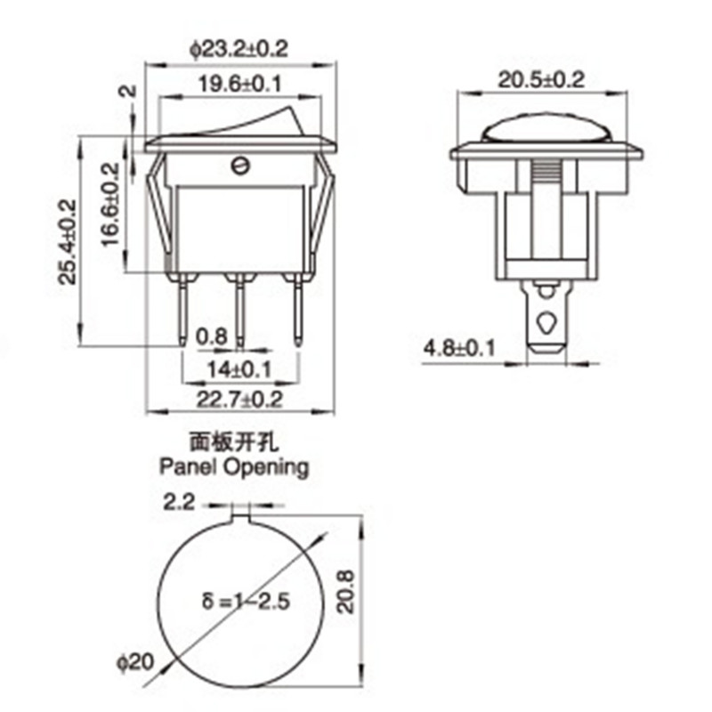 4kom Auto 220V Okrugli preklopni prekidač Crveno LED svjetlo Preklopni prekidač SPST ON/OFF Najprodavanije električne kontrole
